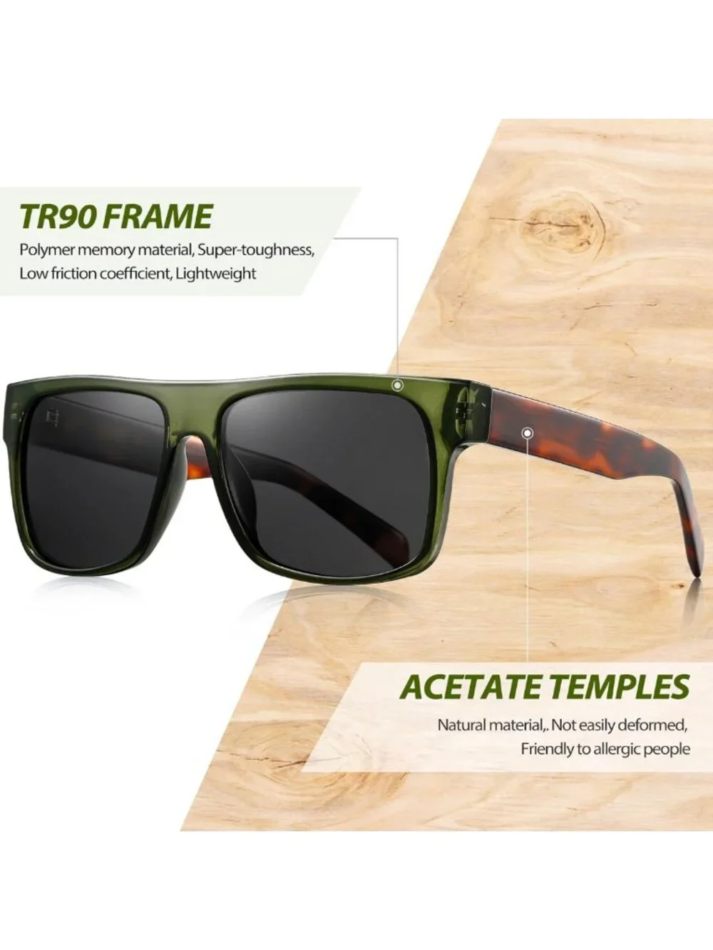 Oversized Square Sunglasses for Men & Women | UV400 Protection, Bold TAC Lens